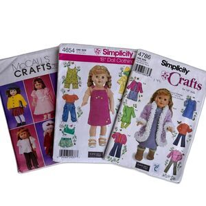 18" Doll Clothes Bundle Sewing Pattern McCalls 3900 Simplicity 4786 & 4654 CUT